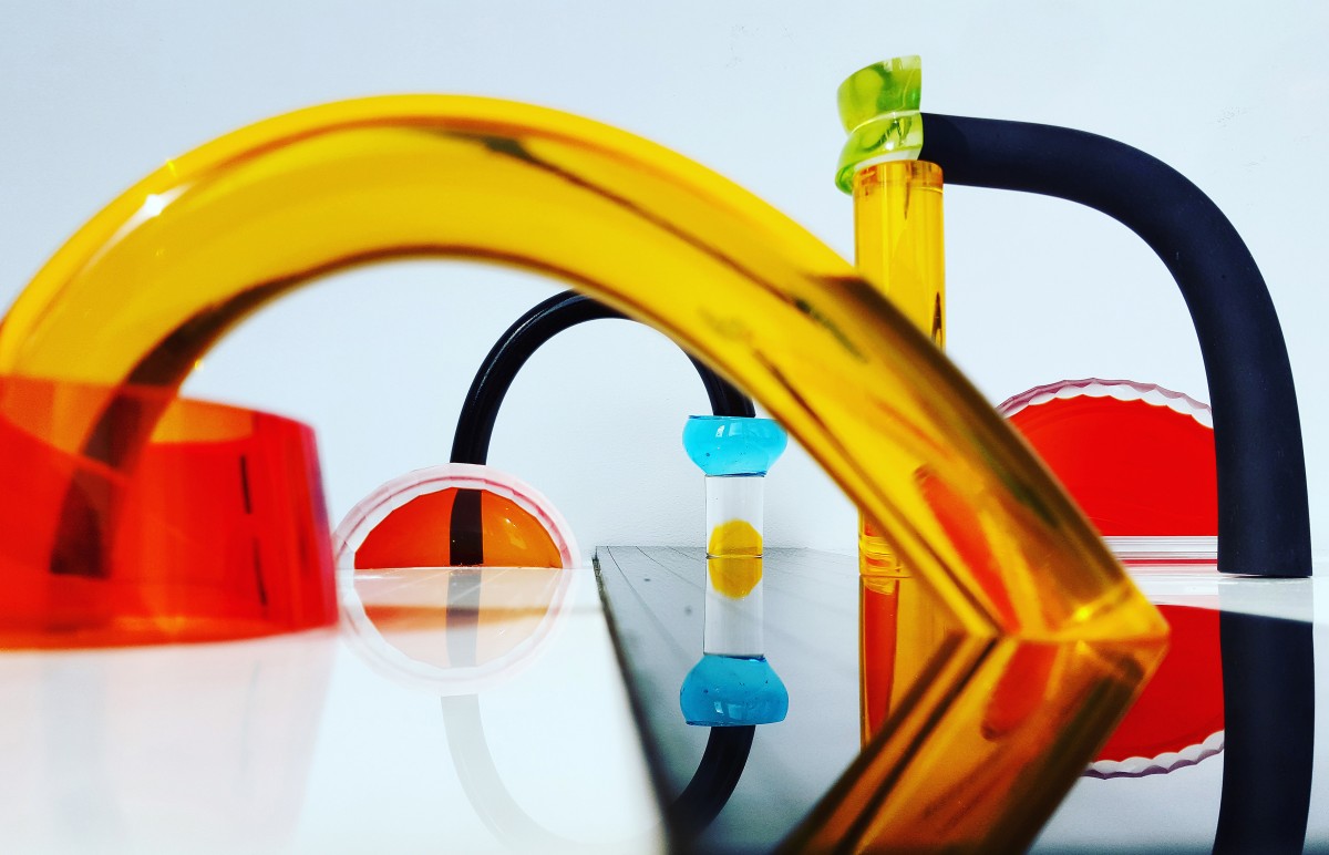 Multi coloured glass sculpture
